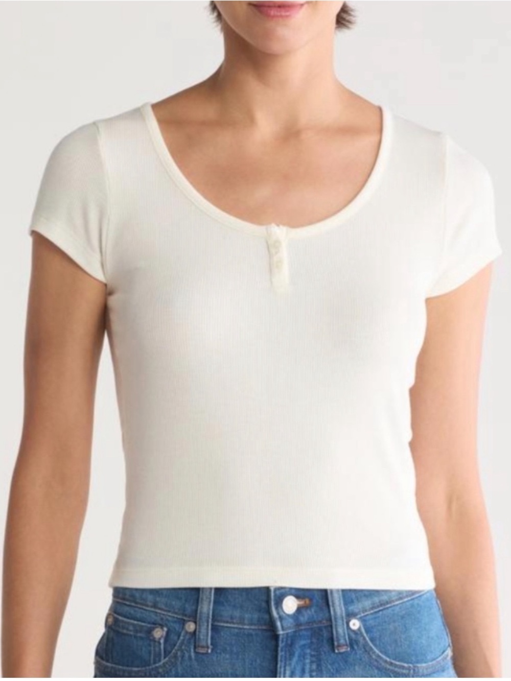 NEW Madewell Cream Ribbed Henley Tank Top XL